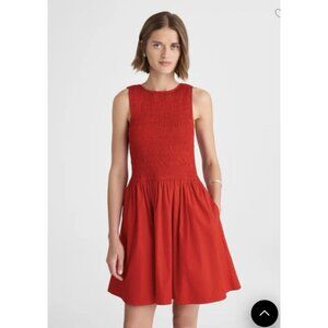 Madewell $138 The Melody Scoopback Smocked Mini Dress Festival Red Size M